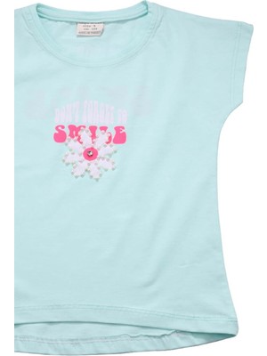 Canix Kids Boncuk Işlemeli Çiçekli Kız Bebek Tshirt Yeşil