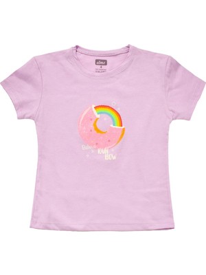 Canix Kids Gökkuşağı Baskılı Kız Tshirt Lila