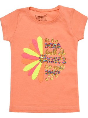 Canix Kids Renkli Roses Baskılı Tshirt Turuncu