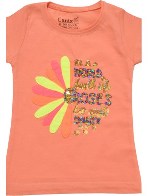 Canix Kids Renkli Roses Baskılı Tshirt Turuncu