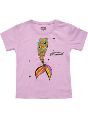 Canix Kids Renkli Denizkızı Baskılı Kız Bebek Tshirt Lila