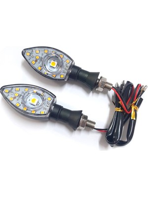 Hjc Motosiklet Üniversal LED Sinyal Beyaz Camlı Mercekli Sarı Işık