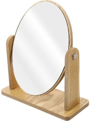 Gaman Makyaj Aynası, Ahşap Masa Aynası Oval Ayarlanabilir Makeup Mirror  18 cm