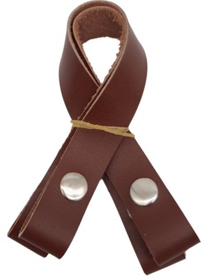 Angel Çanta Aksesuar 30 cm Gerçek Deri Kızıl Kahve Renk Çıtçıtlı Sap Gümüş Metalli