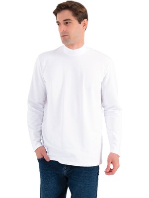 Fsm1453 Erkek Pamuklu Sonbahar Kış Kalın Penye Iki Iplik Yarım Balıkçı Yaka Uzun Kollu Tişort -1063