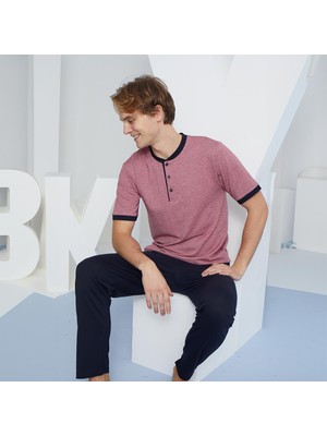 Kly 2091 Erkek Midi Yaka Pijama Takım