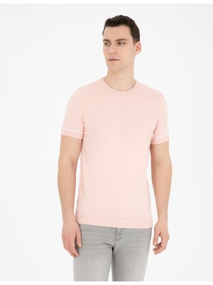 Pierre Cardin Erkek Açık Pembe Slim Fit Bisiklet Yaka Triko Tişört 50288117-VR078