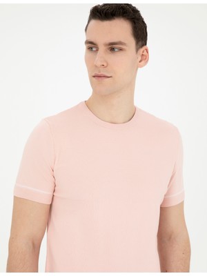 Pierre Cardin Erkek Açık Pembe Slim Fit Bisiklet Yaka Triko Tişört 50288117-VR078