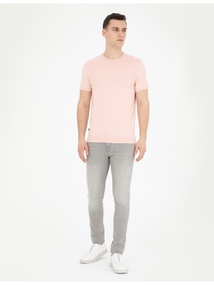 Pierre Cardin Erkek Açık Pembe Slim Fit Bisiklet Yaka Triko Tişört 50288117-VR078