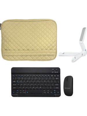 Microcase LenovoKapitone Tablet Çanta + Bluetooth Klavye + Mouse + Tablet Standı