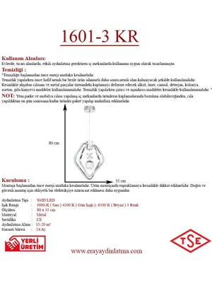 Eray Aydınlatma 1601-3 Krom LED Avize