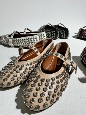Eataly Shoes Disco Bej Zımba Taşlı Babet