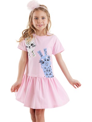 Denokids Muzip Kediler Kız Çocuk Elbise