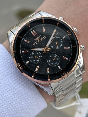 Ferro Çelik Kordon Iç Fonksiyonları Aktif Chronograph 30 mt Su Geçirmez Erkek Kol Saat EFM11920-A2