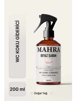Mahra Beyaz Sabun Kokulu Wc Lavabo ve Banyo Kötü Koku Giderici Ultra Kalıcı Yüzey Parfümü Oda Kokusu 200 ml