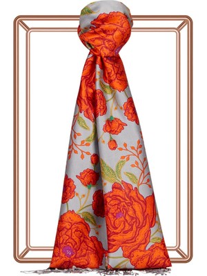 Ipekevi Desenli Ipek Şal - Rosa Desenli - Bebe Mavisi