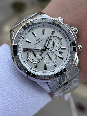 Ferro Çelik Kordon Iç Fonksiyonları Aktif Chronograph 30 mt Su Geçirmez Erkek Kol Saat EFM31389-A