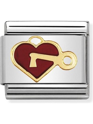 Nomination Composable Classic Dekoratif Link - Aşk - Anahtarlı Kalp - (47 Heart With Key) 18K Altın