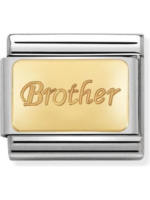 Nomination Composable Classic Dekoratif Link - Gravür - Erkek Kardeş - (35 Brother) 18K Altın
