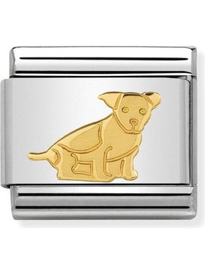 Nomination Composable Classic Dekoratif Link - Hayvanlar - Oturan Köpek - (33 Seated Dog) 18K Altın