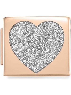 Nomination Composable Glam - Link - Kalp, Gümüş Parıltı