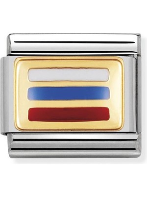 Nomination Composable Classic Dekoratif Link - Bayraklar Asya - Rusya - (12 Russıa) 18K Altın