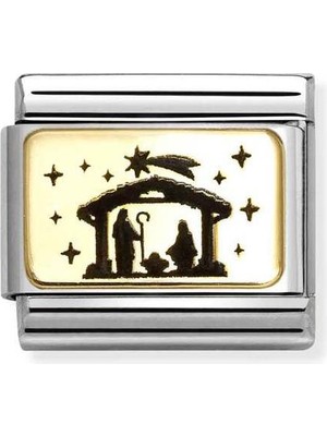 Nomination Composable Classic Dekoratif Link - Plakalar Mesajlar - Doğuş - (34 Nativity) 18K Altın