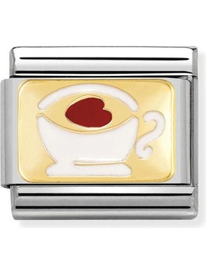 Nomination Composable Classic Dekoratif Link - Plakalar - Kalpli Bardak -  18K Altın