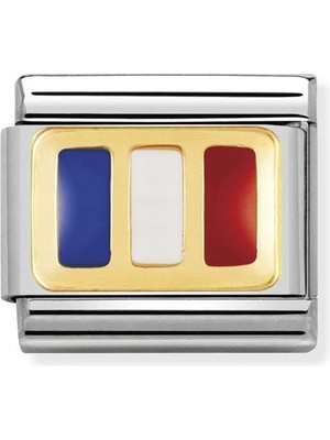 Nomination Composable Classic Dekoratif Link - Bayraklar Avrupa - Fransa - (05 France) 18K Altın