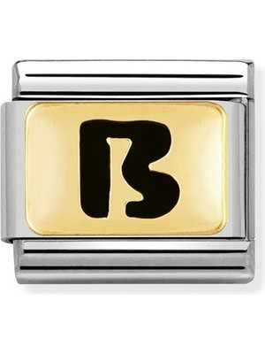 Nomination Composable Classic Dekoratif Link - Harfler Siyah - B - (02 B) 18K Altın