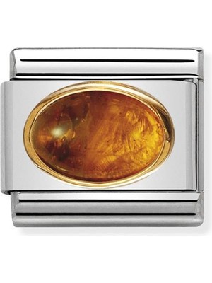 Nomination Composable Classic Dekoratif Link - Taşlar Oval - Kehribar - (01 Amber) 18K Altın