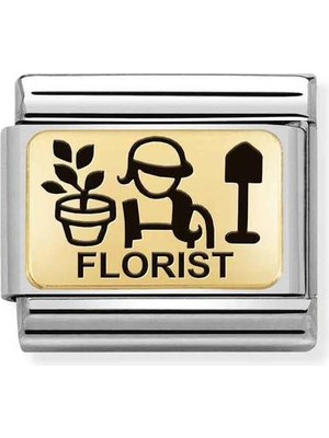 Nomination Composable Classic Dekoratif Link - Plakalar Mesajlar - Çiçekçi - (12 Florist) 18K Altın