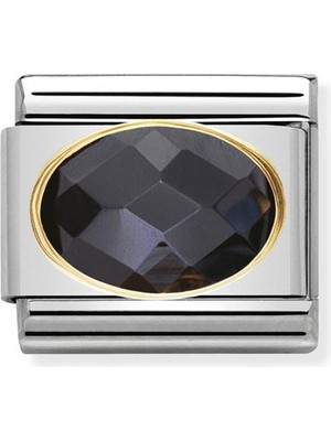 Nomination Composable Classic Dekoratif Link - Yüzey Işlemeli Oval - Siyah - (011 Black) 18K Altın