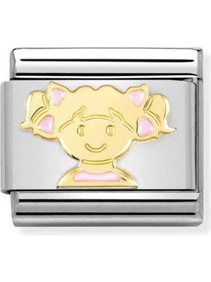 Nomination Composable Classic Dekoratif Link - Semboller - Pembe Kız - (66 Pink Girl) 18K Altın