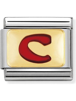 Nomination Composable Classic Dekoratif Link - Harfler Kırmızı - B - (02 B) 18K Altın