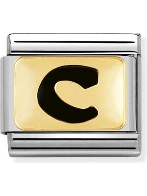 Nomination Composable Classic Dekoratif Link - Harfler Siyah - C - (03 C) 18K Altın