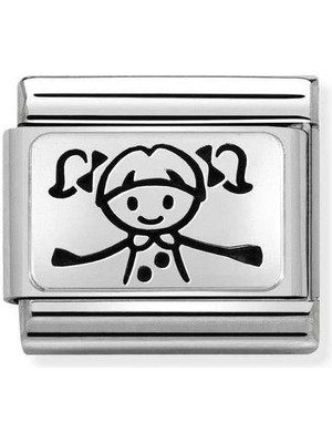 Nomination Composable Classic Dekoratif Link - Plakalar Oksitlenmiş - Kız Çocuk -  925 Gümüş