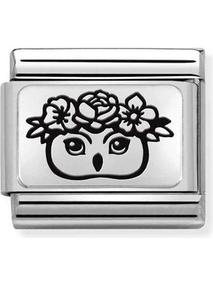 Nomination Composable Classic Dekoratif Link - Plakalar Mesajlar - Baykuş Çiçek -  925 Gümüş