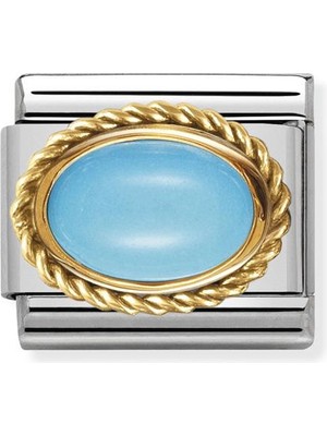 Nomination Composable Classic Dekoratif Link - Taşlar Oval - Turkuaz - (06 Turquoise) 18K Altın