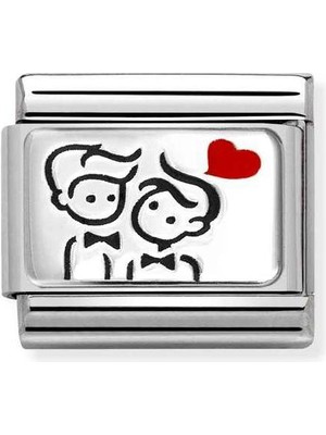 Nomination Composable Classic Dekoratif Link - Plakalar Oksitlenmiş - 2 Erkek - (57 2 Men) 925 Gümüş