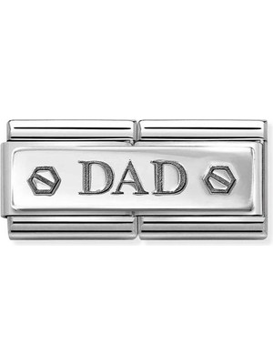 Nomination Composable Classic Dekoratif Link - Ikili Gravür - Vida Figür ve Baba -  925 Gümüş