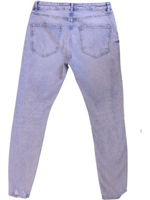 Indigo White Yırtık Detaylı Denim Pantolon