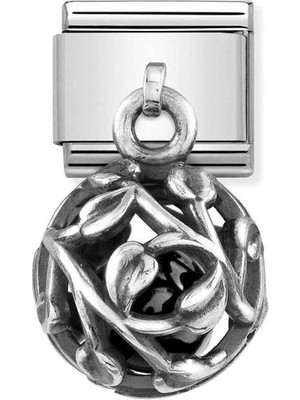 Nomination Composable Classic Dekoratif Charm - Charm Yuvarlak Kafes - Geometrik Taşlı -  925 Gümüş