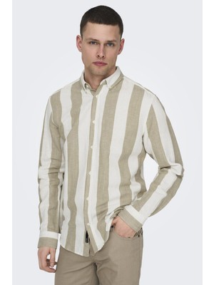 Only & Sons Onsarlo Pamuk ve Keten Karışımlı Slim Fit Gömlek Erkek Gömlek 22028040