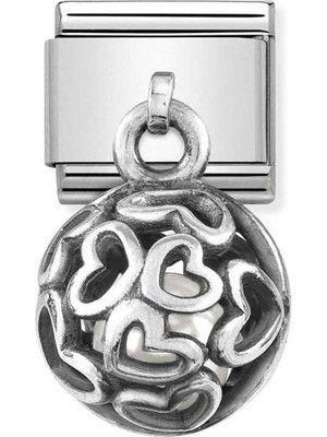 Nomination Composable Classic Dekoratif Charm - Charm Yuvarlak Kafes - Geometrik Taşlı -  925 Gümüş
