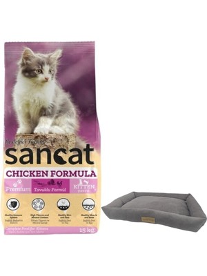 Sancat Premium Tavuklu Yavru Kedi Maması 15 Kg,mini Small Gri Yatak