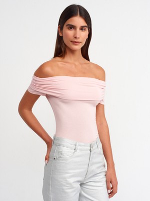 Dilvin 30919 Omuzları Açık Top-Pudra