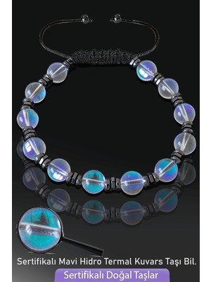 Tesbih Atölyesi Sertifikalı Gerçek Beyaz Hidro Termal Kuvars Taşı Bileklik - Ayarlamalı