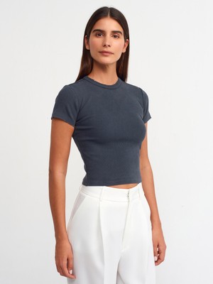 Dilvin 30457 Yıkama Efektli T-Shirt-Antrasit