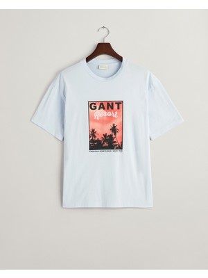 Gant Erkek Mavi Regular Fit Bisiklet Yaka Logolu T-Shirt 2013078.455